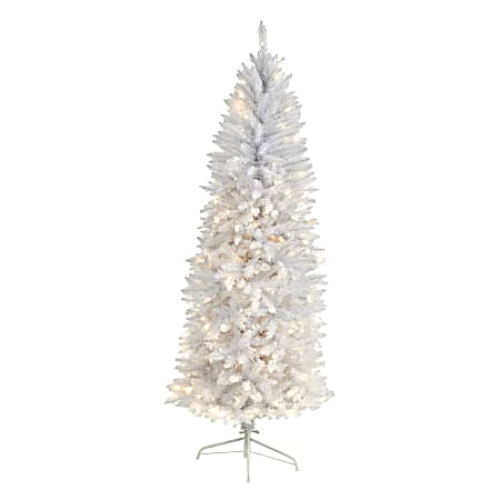 Nearly Natural Slim Artificial Christmas Tree, 6', White