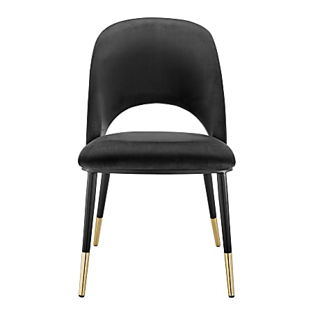 Eurostyle Alby Velvet Armless Side Chairs, Black, Set Of 2 Chairs