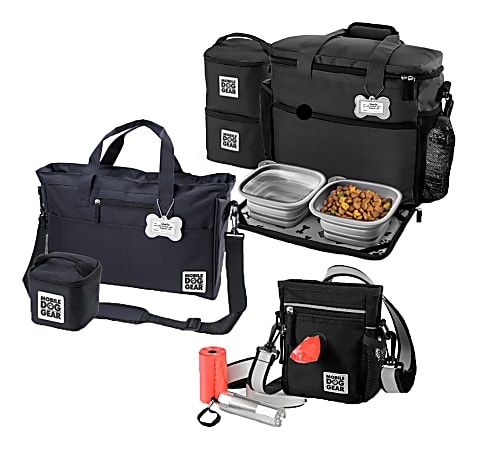 Overland Mobile Dog Gear Day/Night Walking Bag, Day Away® Tote Bag And Week Away® Bag Bundle, Black