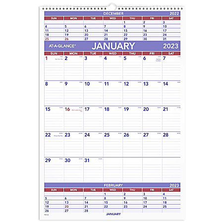 AT-A-GLANCE Three Month 2023 RY Wall Calendar, Large, 15 1/2" x 22 3/4"