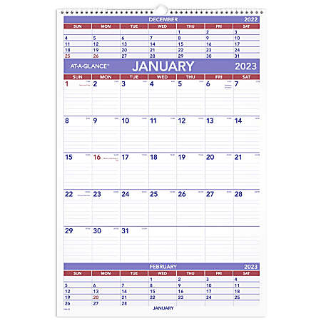 AT A GLANCE Three Month 2023 RY Wall Calendar Large 15 12 x 22 34 ...