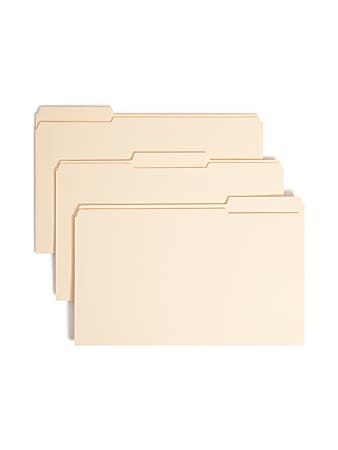 Smead® Manila Reinforced Tab Fastener Folders, Legal Size, 1/3 Cut, Pack Of 50