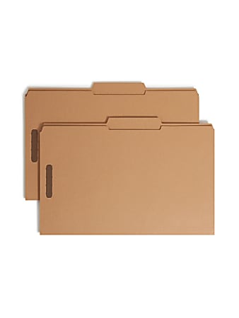 Smead® Kraft Reinforced Tab Fastener Folders, 3/4" Expansion, 8 1/2" x 14", Legal, Brown, Box of 50