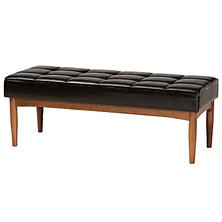 Baxton Studio Sanford Dining Bench, Dark Brown/Walnut Brown