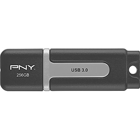 PNY 256GB Turbo Attache 2 USB 3.0 Flash Drive - 256 GB - USB 3.0 - Silver, Charcoal Gray - 1 Year Warranty