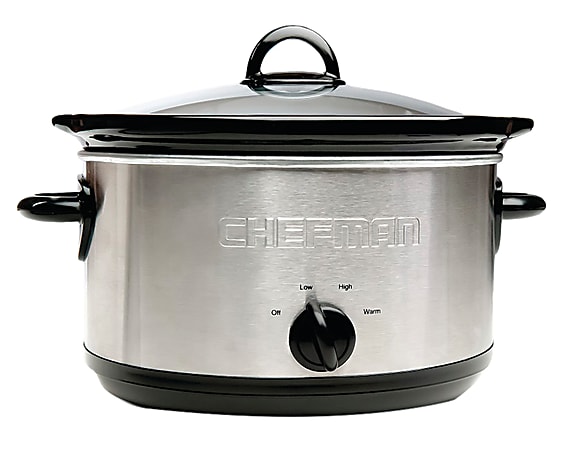 Chefman Oval Slow Cooker 6 Quart Silver - Office Depot