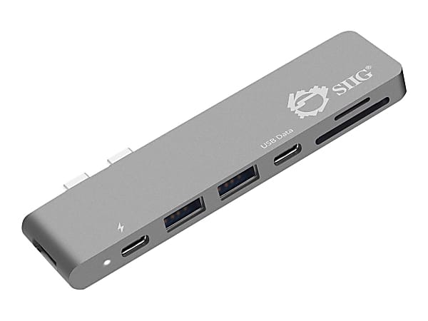 SIIG Thunderbolt 3 USB-C Hub HDMI with Card Reader & PD Adapter - Space Gray - SD, SDHC, SDXC, microSD, microSDHC, microSDXC, TransFlash, MultiMediaCard (MMC) - USB Type CExternal