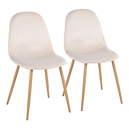 LumiSource Pebble Dining Chairs, Cream/Natural, Set Of 2 Chairs