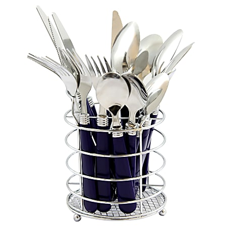 Gibson Sensations II Stainless-Steel 16-Piece Flatware Set With Caddy, Cobalt