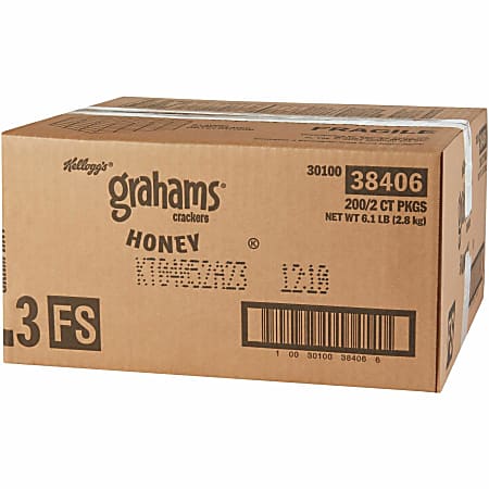 Keebler Grahams Honey Crackers, 0.49 Oz, Carton Of 200 Crackers