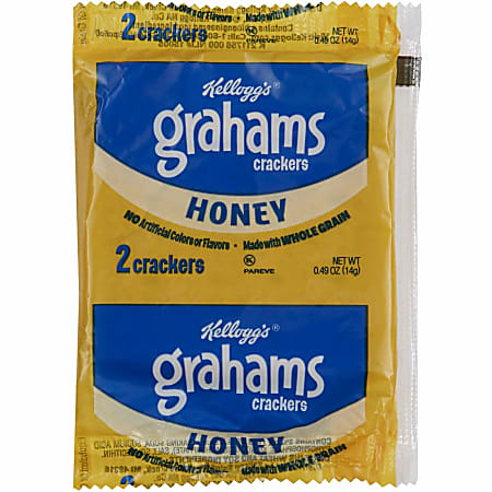 Keebler Grahams Honey Crackers, 0.49 Oz, Carton Of 200 Crackers