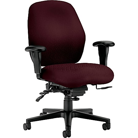 HON® 7800 Series Mid-Back Task Chair With Arms, 42"H x 30 1/2"W x 35"D, Wine/Black