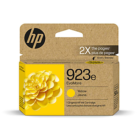 Original HP 923e Yellow EvoMore Ink Cartridge | Works with HP OfficeJet 8120 Series, HP OfficeJet Pro 8130 Series | Carbon neutral | 4K0T6LN