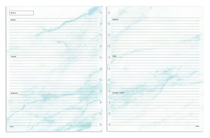 TUL® Discbound Undated Weekly/Monthly Refill Pages, Letter Size, 68 Sheets, Marble