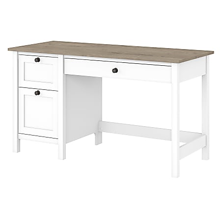 Bush Furniture Mayfield 54"W Computer Desk With Drawers, Pure White/Shiplap Gray, Standard Delivery