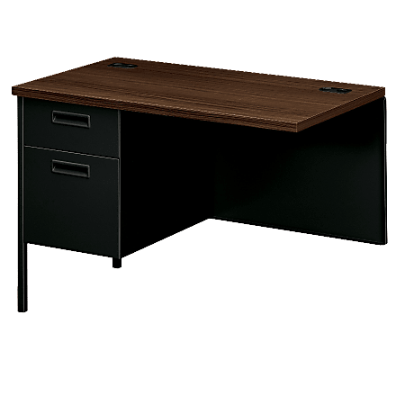 HON® Metro Classic Series Single Left Pedestal, 29 1/2"H x 42"W x 24"D, Black/Walnut