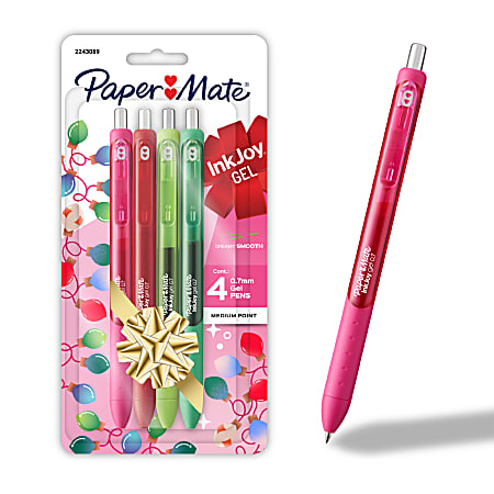 Paper Mate InkJoy Gel Pens, Holiday Edition, Medium Point (0.7mm), Assorted, 4 Count