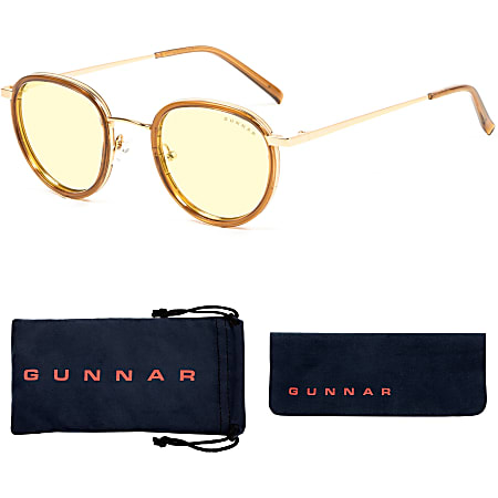 GUNNAR Gaming & Computer Glasses - Atherton, Onyx, Clear Tint - Satin Gold Frame/Amber Lens