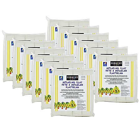 Sargent Art Non-Hardening Modeling Clay, Cream, 1 Lb Per Pack, Set Of 12 Packs