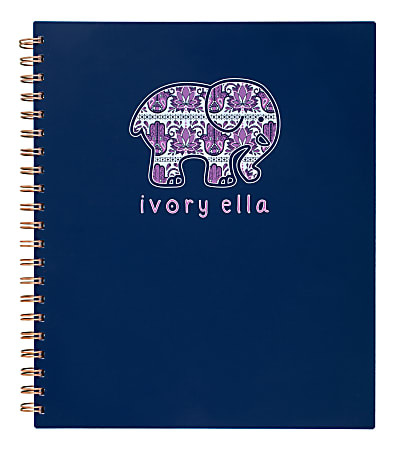 Cambridge® Ivory Ella Hamsa Notebook, 8-1/2" x 11", Faint Ruled, 80 Sheets, Navy 