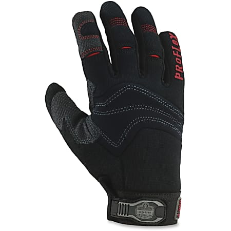 ProFlex PVC Handler Gloves - 8 Size Number - Medium Size - Polyvinyl Chloride (PVC) Palm, Polyvinyl Chloride (PVC) Fingertip, Woven Cuff, Terrycloth Thumb, Spandex Knuckle, Neoprene Knuckle, Spandex Back - Black - Textured, Pull-on Tab, Elastic Cuff,