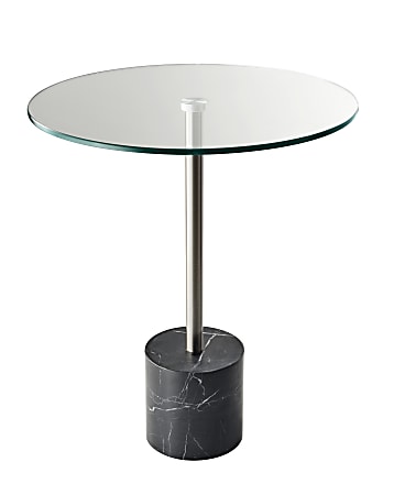 Adesso® Blythe End Table, Round, 21"H x 17-3/4"W x 17-3/4"D, Clear/Black
