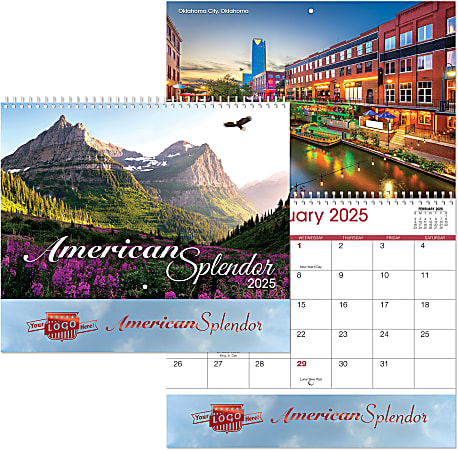 American Splendor 13-Month Wall Calendar, 9 1/2" x 11", Spiral Binding, American Imagery