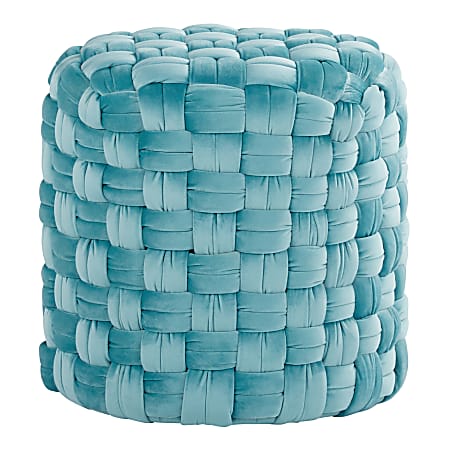 LumiSource Braided Round Ottoman, Ice Blue