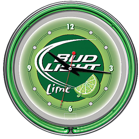Bud Light Lime® 14" Neon Wall Clock, Green