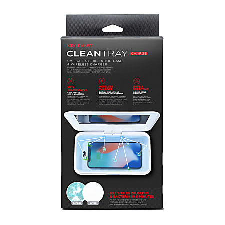 KeySmart CleanTray™ Charge Wireless Charging UV Light Sterilizer, White