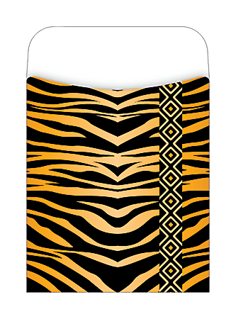 Barker Creek Peel & Stick Library Pockets, 3 1/2" x 5 1/8", Tiger, Pack Of 30