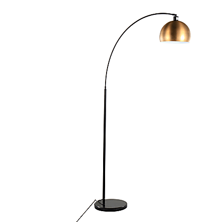 LumiSource March Floor Lamp, 74"H, Antique Brass Shade/Black Base