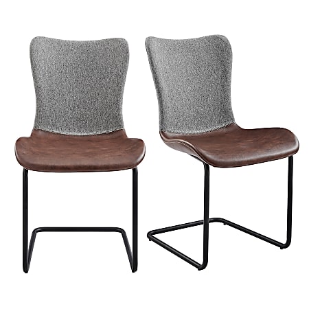 Eurostyle Juni Side Chairs, Brown/Gray/Black, Set Of 2 Chairs