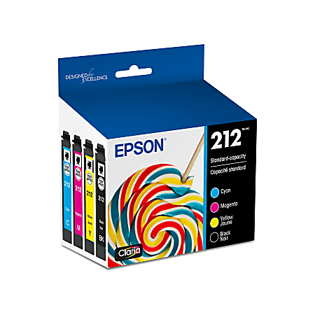 Epson® 212 Claria® Black And Cyan, Magenta, Yellow Ink Cartridges, Pack Of 4, T212120-BCS