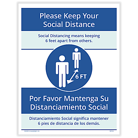 ComplyRight™ Coronavirus And Health Safety Posting Notices, Keep Your Social Distance, English, 8-1/2" x 11", Set Of 3 Notices