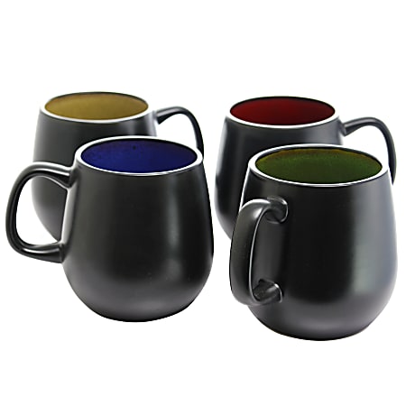 Gibson Soho Cafe 4-Piece Mug Set, 20 Oz, Assorted Colors
