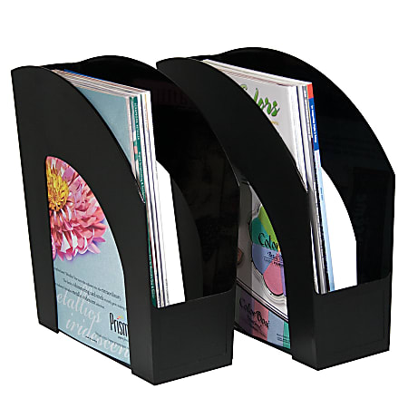 Office Depot® Brand Arched Plastic Magazine Files, Pack Of 2, Black