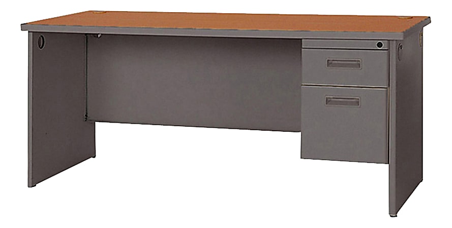 Lorell® 67000 Series Single-Pedestal Desk, 29"H x 72"W x 36"D, Cherry/Charcoal