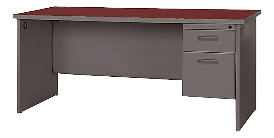Lorell® 67000 Series Single-Pedestal Desk, 29"H x 72"W x 36"D, Mahogany/Charcoal