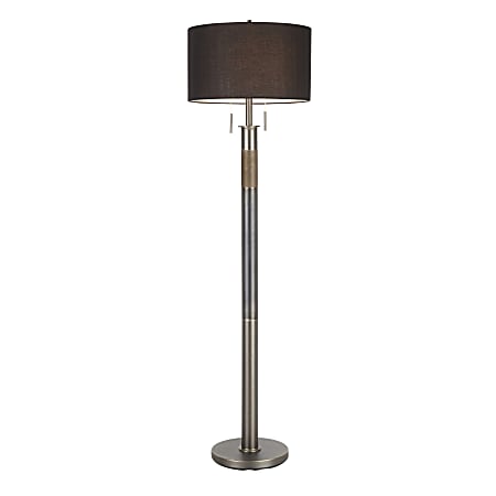 LumiSource Trophy Floor Lamp, 62"H, Black Shade/Gunmetal Base