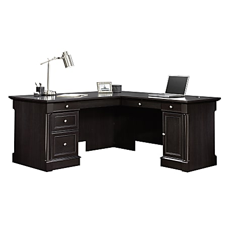 Sauder® Palladia 66"W L-Shaped Corner Desk, Wind Oak