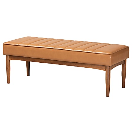 Baxton Studio Daymond Dining Bench, Tan/Walnut Brown