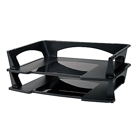 Brenton Studio™ Stacking Desk Trays, 3"H x 14 3/4"W x 9 1/4"D, Black, Pack Of 2