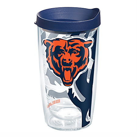 Tervis NFL Tumbler With Lid, 16 Oz, Chicago Bears, Clear