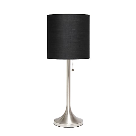 Simple Designs Tapered Table Lamp, 21"H, Black Shade/Brushed Nickel Base