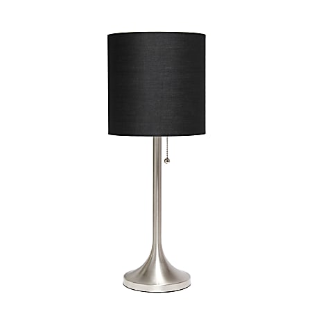 Simple Designs Tapered Table Lamp, 21"H, Black Shade/Brushed