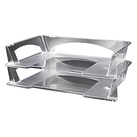 Office Depot® Brand Stacking Desk Trays, 2 1/2"H x 10 1/2"W x 12"D, Clear, Pack Of 2