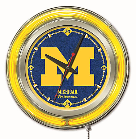 Holland Bar Stool Logo Clock, 15"H x 15"W x 3"D, Michigan