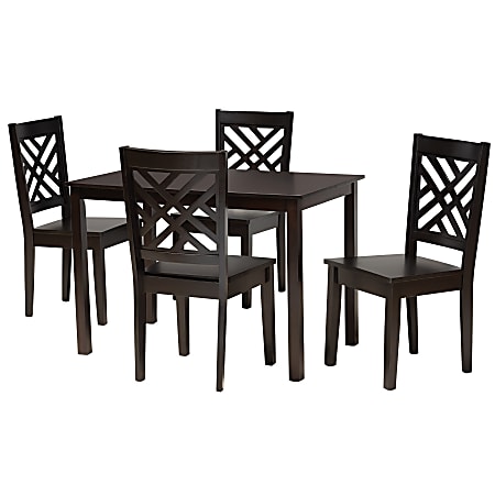 Baxton Studio Ani 5-Piece Dining Set, Dark Brown