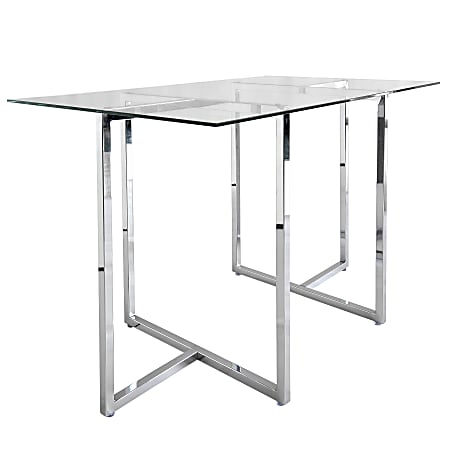 Eurostyle Legend Rectangle Dining Table, 30”H x 66”W x 36”D, Clear/Chrome